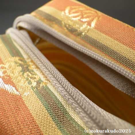 西陣織金襴ポーチ Gn-1(H)　赤系縞柄の画像