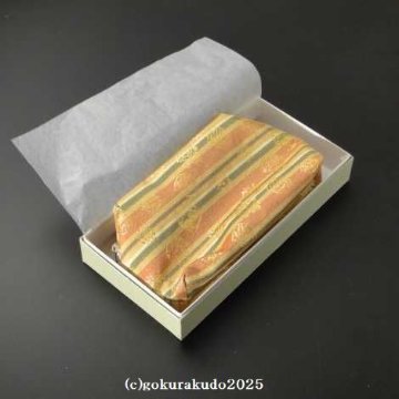 西陣織金襴ポーチ Gn-1(H)　赤系縞柄の画像