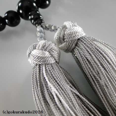 数珠 女性用 総ブラックオニキス 正絹花かがり房の画像