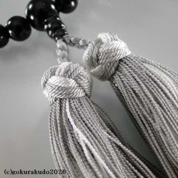 数珠 女性用 総ブラックオニキス 正絹花かがり房の画像