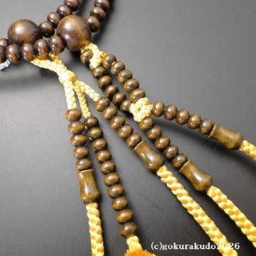 数珠 日蓮宗・法華宗 総紅梅 尺 金茶色菊房 [紙箱入り]の画像