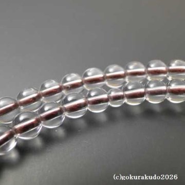 数珠 日蓮宗・法華宗 総水晶 8寸、 エンジ色菊房の画像
