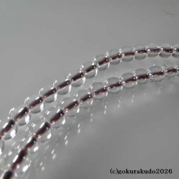 数珠 日蓮宗・法華宗 総水晶 8寸、 エンジ色菊房の画像
