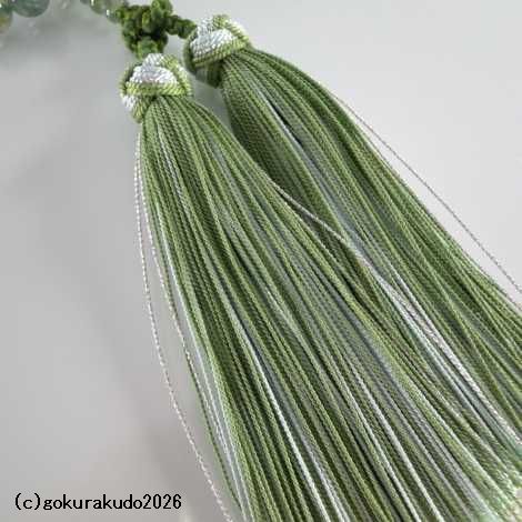 数珠 女性用 総青苔瑪瑙(メノウ)主玉7mm 正絹花かがり房（透明感高いタイプ）の画像