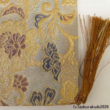 経机掛け（金襴の布）（幅４２ｃｍ〜４３ｃｍ）白茶地に唐花（茶房）の画像