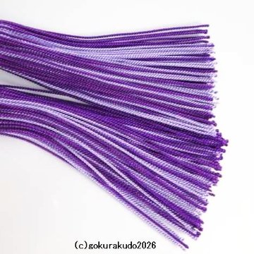 正絹頭付き房　水晶3個ずつ通した軸付き（古代紫/藤）の画像