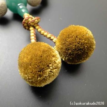 数珠 男性用 星月菩提樹 主玉(おもだま)22個入り、〔親・2天・ぼさ〕翡翠（アベン） 正絹梵天房 利休色の画像