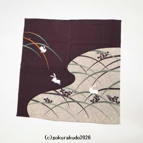 風呂敷〔70×70cm〕/ こよみ芝うさぎ 紫 レーヨン100％（日本製）の画像