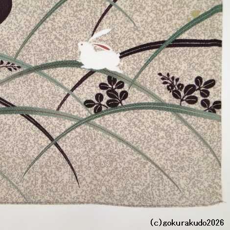 風呂敷〔70×70cm〕/ こよみ芝うさぎ 紫 レーヨン100％（日本製）の画像