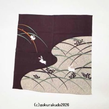 風呂敷〔70×70cm〕/ こよみ芝うさぎ 紫 レーヨン100％（日本製）の画像