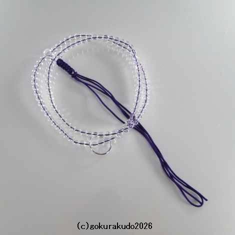 数珠 曹洞宗 総水晶 尺 正絹紫紐房（銀環入り）の画像
