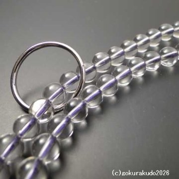 数珠 曹洞宗 総水晶 尺 正絹紫紐房（銀環入り）の画像
