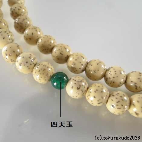 数珠 日蓮宗・法華宗 星月菩提樹 尺、 (親・四天・つゆ)翡翠(アベン)、とくさ色菊房の画像