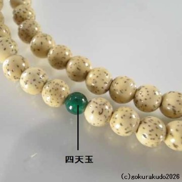 数珠 日蓮宗・法華宗 星月菩提樹 尺、 (親・四天・つゆ)翡翠(アベン)、とくさ色菊房の画像