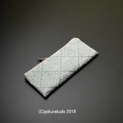 古渡り緞子 横長小型数珠袋（数珠入れ）5.菱鳳凰・柳の画像