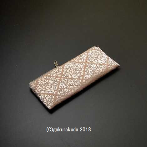 古渡り緞子 横長小型数珠袋（数珠入れ）10.菱鳳凰・ピンクの画像