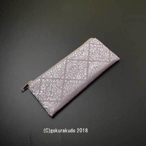 古渡り緞子 横長小型数珠袋（数珠入れ）11.菱鳳凰・藤　Hの画像