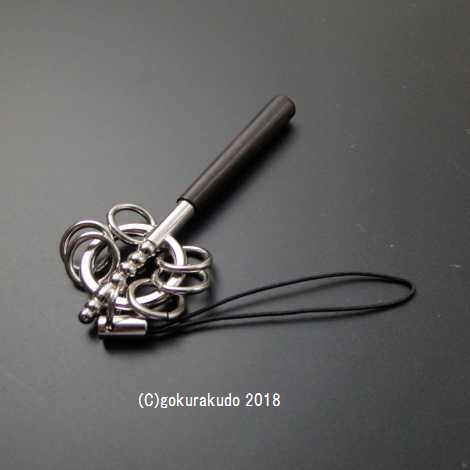 携帯ストラップ 御守り錫杖 シルバー色 の画像