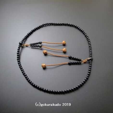 数珠 真言宗 総黒檀 尺2 茶色利休房（量産品）の画像