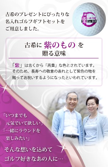 最短即日出荷！名入れゴルフボール 古希デザイン 6球セット(メーカーお任せ公認球) 化粧箱入り ギフトラッピング無料の画像