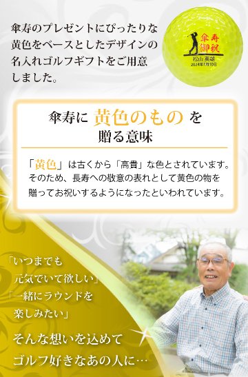 最短即日出荷！ 名入れゴルフボール 傘寿(80歳)デザイン ６球セット(メーカーお任せ公認球)化粧箱入り ギフトラッピング無料の画像