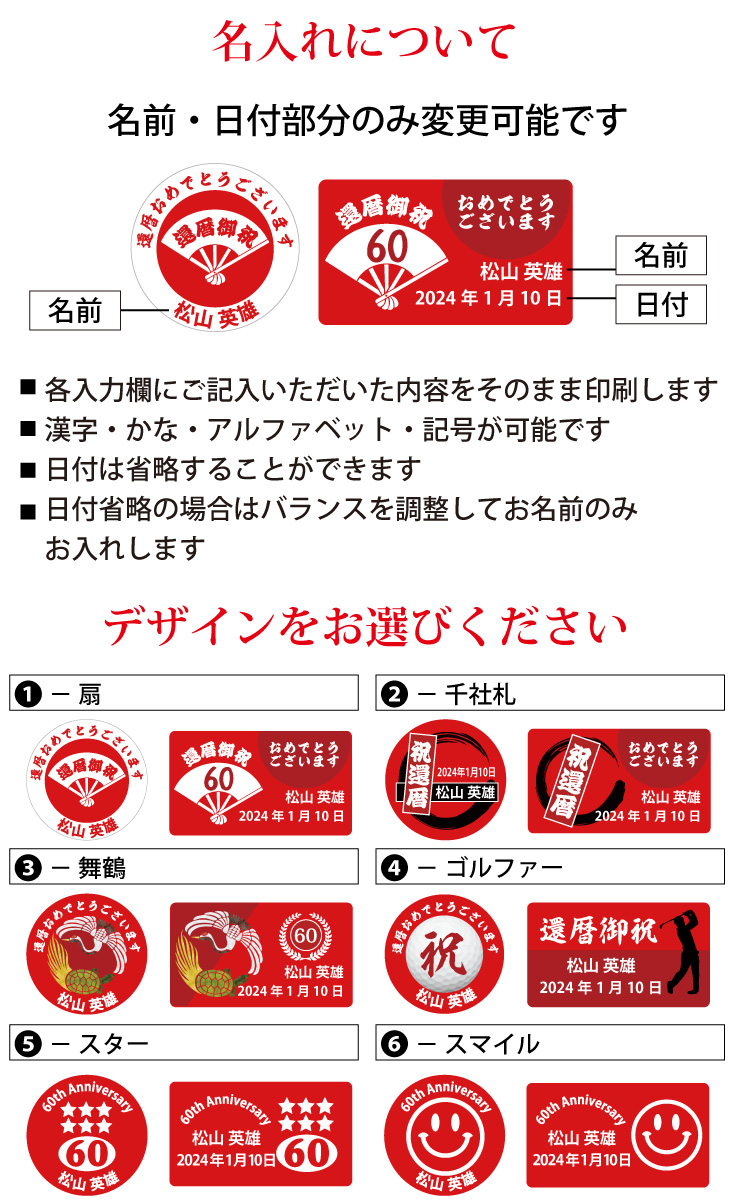 最短即日出荷！ 名入れゴルフマーカー 60歳 還暦デザイン 還暦記念 還暦ギフト ギフトラッピング無料 メール便送料無料の画像