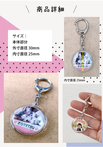 最短即日出荷！写真名入れキーホルダー 丸型 SSサイズ(内寸直径25mm) ギフトラッピング無料 メール便送料無料の画像
