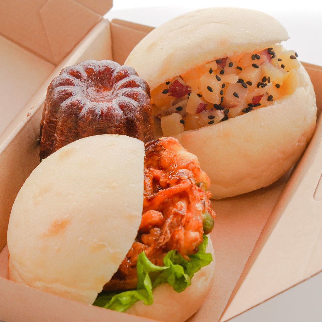 おむすびぱんスィーツBOX（野菜かき揚げ、さつま芋カスター、カヌレ）の画像