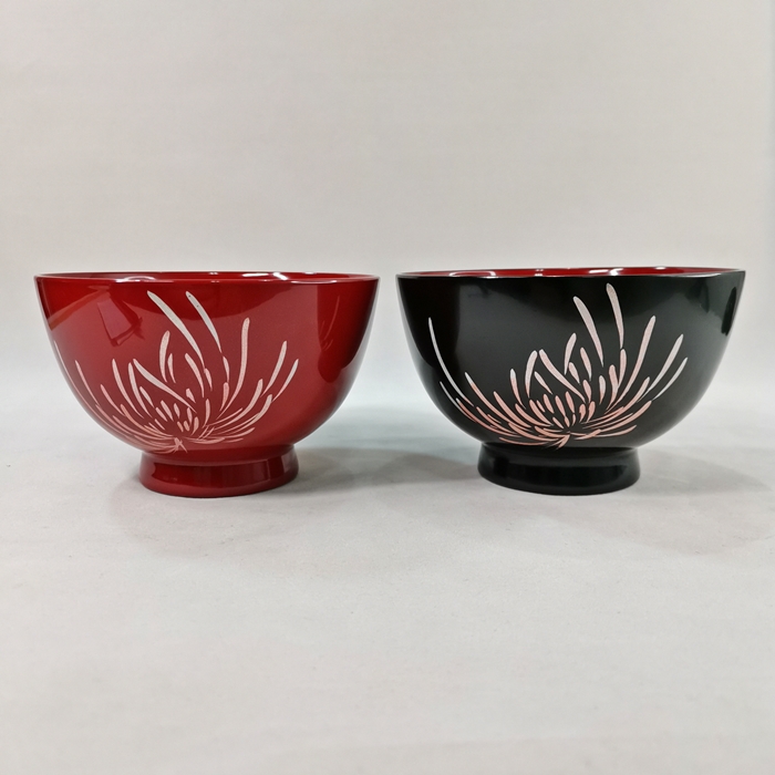 会津漆器　京型　夫婦椀　華（漆・手描）の画像