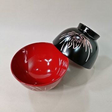 会津漆器　京型　夫婦椀　華（漆・手描）の画像