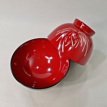 会津漆器　京型　夫婦椀　華（漆・手描）の画像
