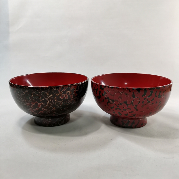 津軽塗　夫婦汁椀　唐塗(呂上・赤上)　木製の画像