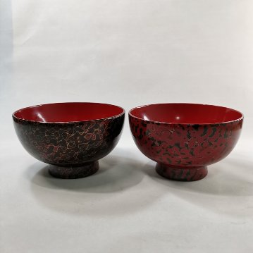 津軽塗　夫婦汁椀　唐塗(呂上・赤上)　木製の画像