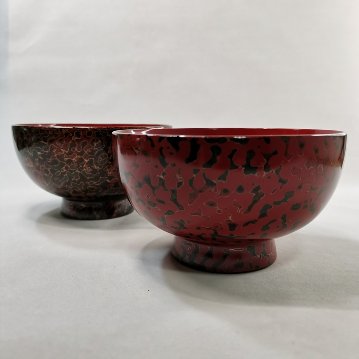 津軽塗　夫婦汁椀　唐塗(呂上・赤上)　木製の画像