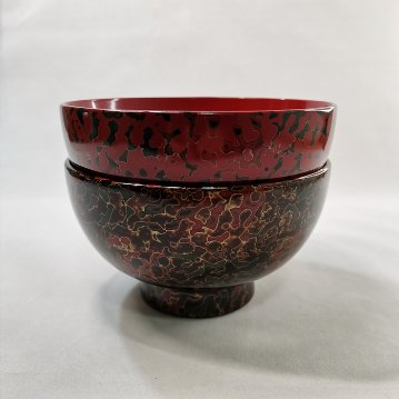 津軽塗　夫婦汁椀　唐塗(呂上・赤上)　木製の画像