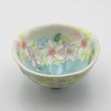 工房ゆずりは　薄紅花景色　飯碗の画像