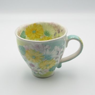 工房ゆずりは　緑彩花畑　マグカップの画像