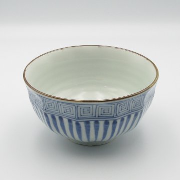 有田　福泉窯　地紋十草　面取飯碗（大）の画像