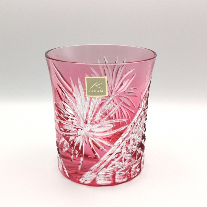KAGAMI　江戸切子ロックグラス〈江戸菊〉赤の画像
