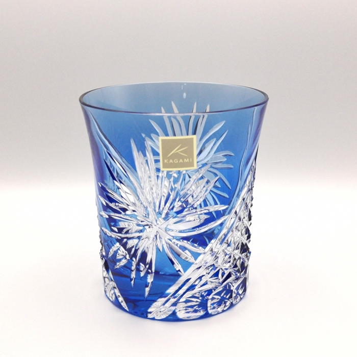 KAGAMI　江戸切子ロックグラス〈江戸菊〉青の画像