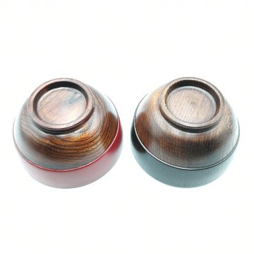 栓　摺り分け汁椀（朱/黒）　山中漆器 日本製の画像