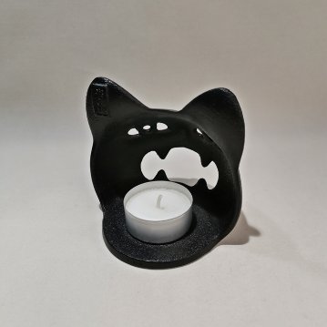 岩鋳　南部鐵器　キャンドルスタンド　ネコの画像