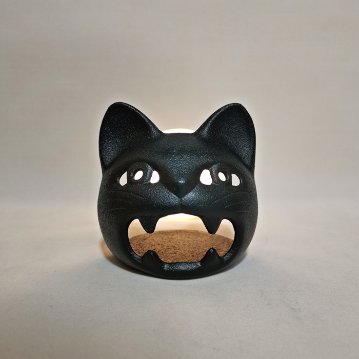 岩鋳　南部鐵器　キャンドルスタンド　ネコの画像