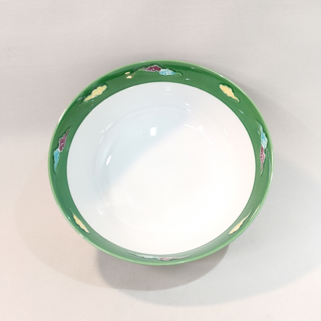 究極のラーメン鉢　緑交趾 龍・雲 ラーメン鉢＆レンゲセット　錦右ェ門陶苑の画像