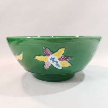 究極のラーメン鉢　緑交趾 龍・雲 ラーメン鉢＆レンゲセット　錦右ェ門陶苑の画像