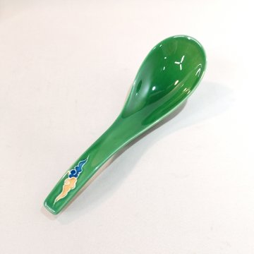 究極のラーメン鉢　緑交趾 龍・雲 ラーメン鉢＆レンゲセット　錦右ェ門陶苑の画像