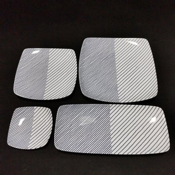 白山陶器　重ね縞　反角中皿の画像
