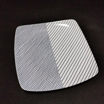 白山陶器　重ね縞　反角多用皿の画像