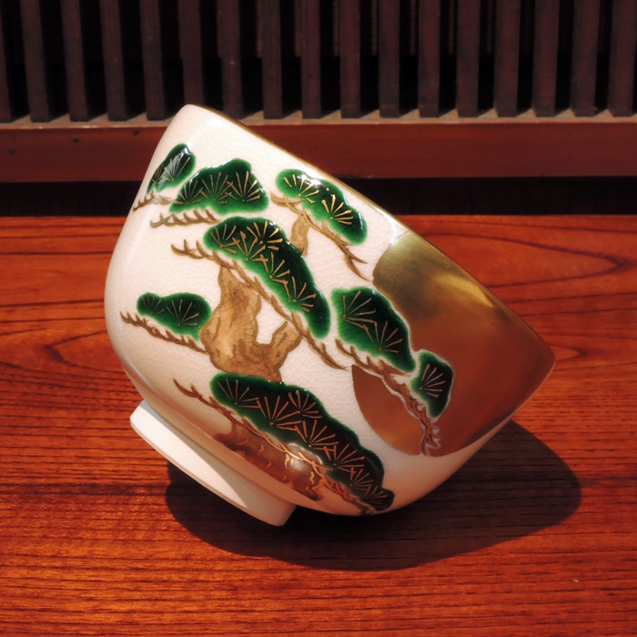 京焼　善昇　抹茶碗　月に松の画像