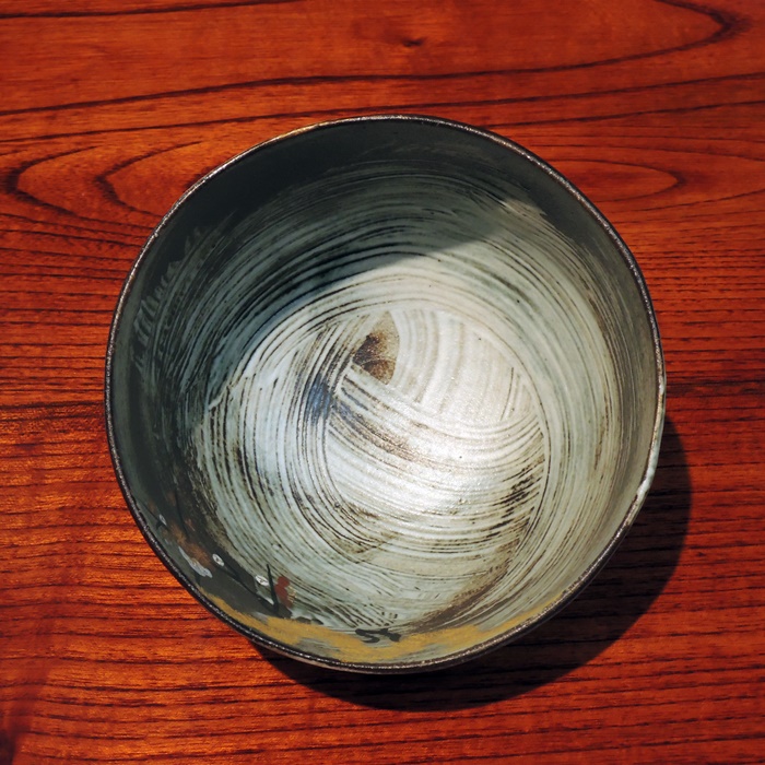 清水焼　八幡窯　吉祥鶴　抹茶碗の画像